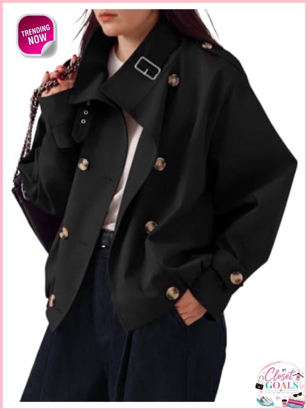 Plus Size Funnel Neck Cropped Trench Coat Lightweight Casual Jacket